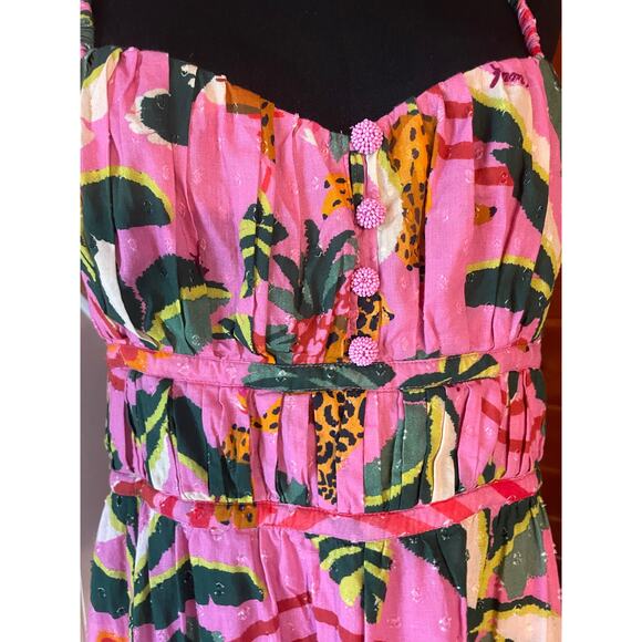 NWT Farm Rio Leopard Forest Cotton Backless Midi Dress sz XL - Picture 4 of 10